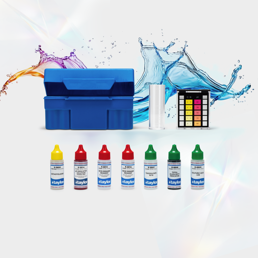 6-Way Test Kit for Total Chlorine, Bromine (OTO), pH (acid & base demand), Alkalinity, 6-pack