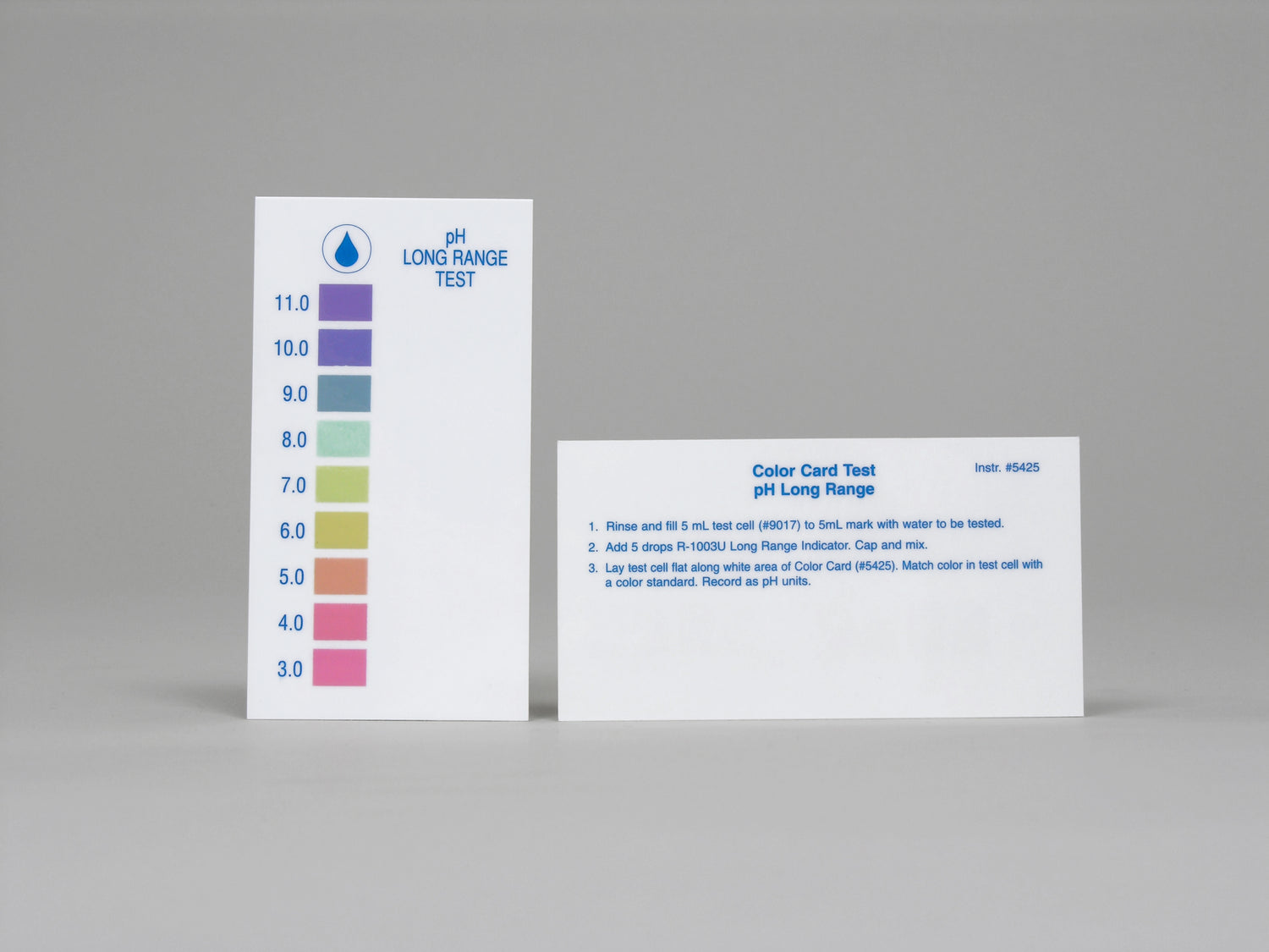 Color Card Comparator/Instruction, pH, Long Range, 3.0-11.0