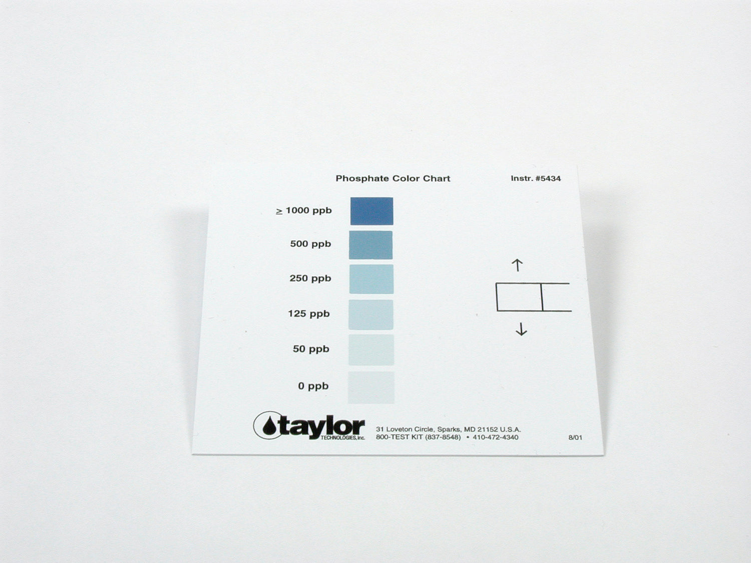 Color Card Comparator/Instruction, Phosphate, Stannous Chloride, 0-1000 ppb