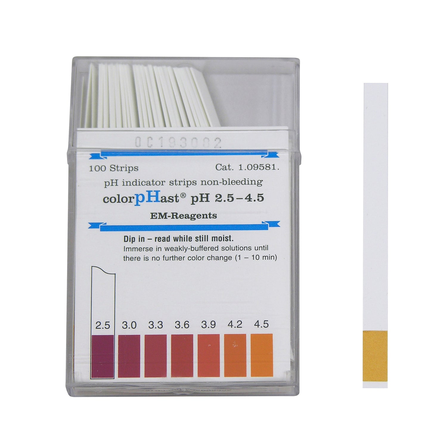 Test Paper, pH, 2.5-4.5, colorpHast®, 100 strips