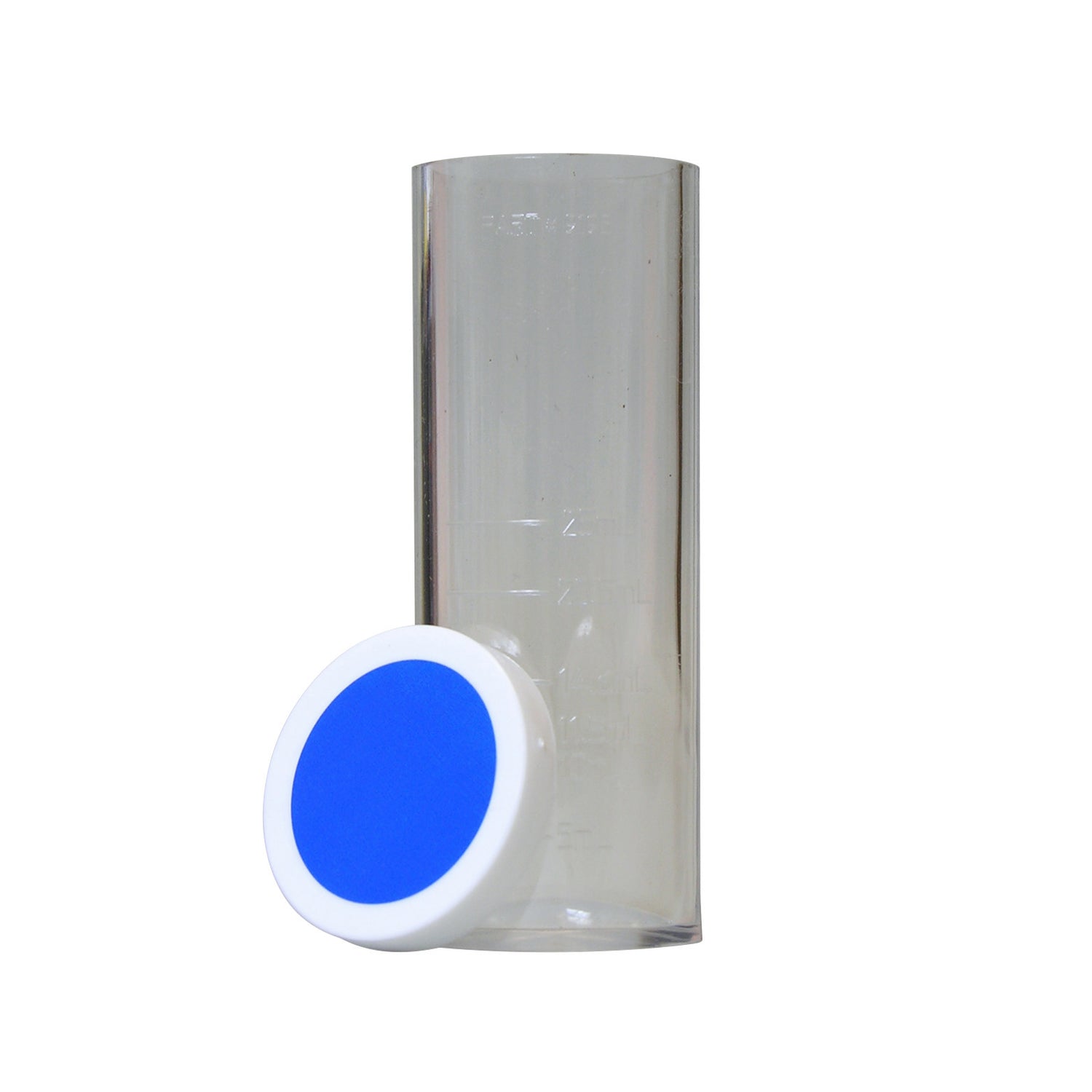 Sample Tube, Graduated (25 mL) w/ cap & blue dot, plastic