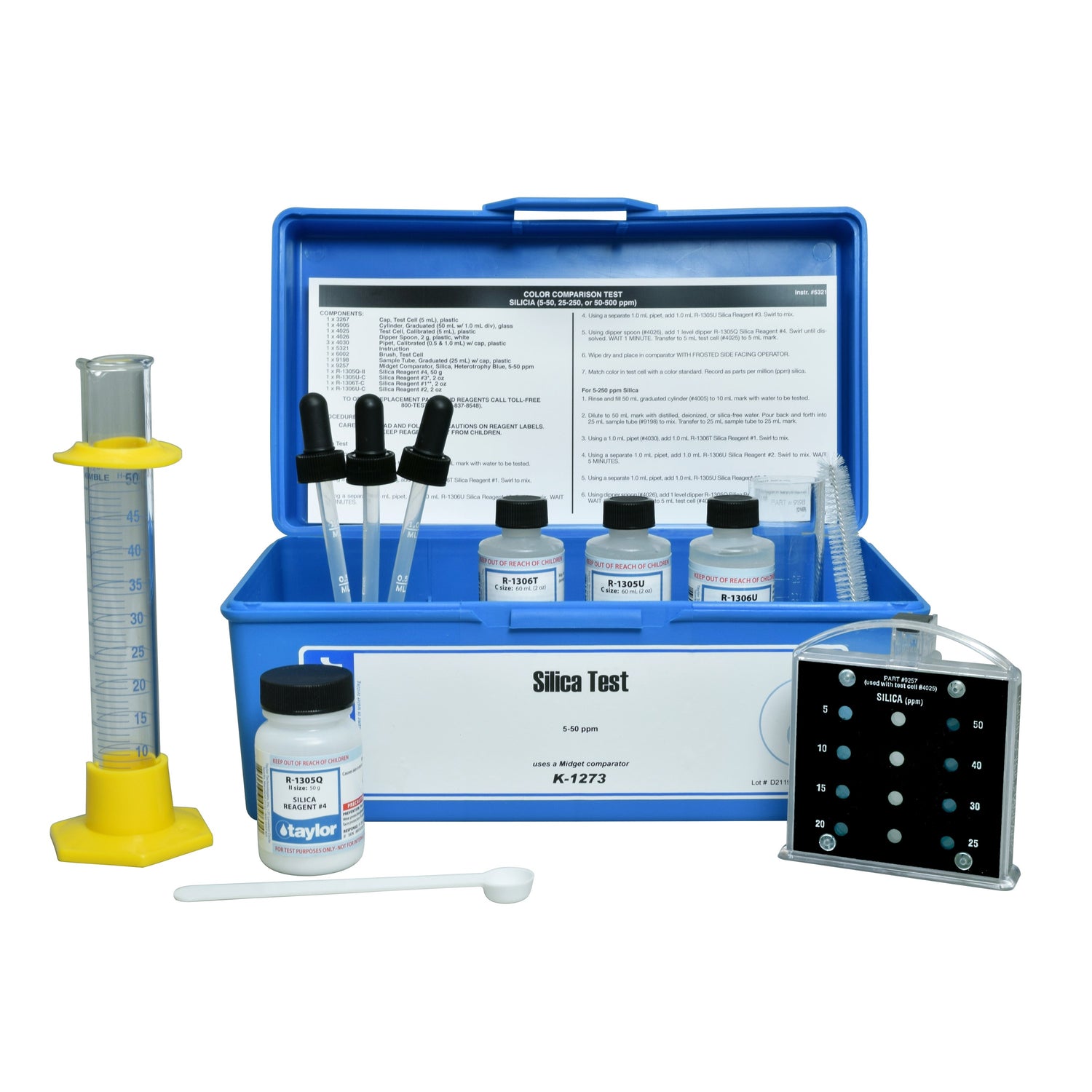 Midget Comparator, Silica, Heteropoly Blue, 5-50 ppm (up to 500 ppm if diluted)