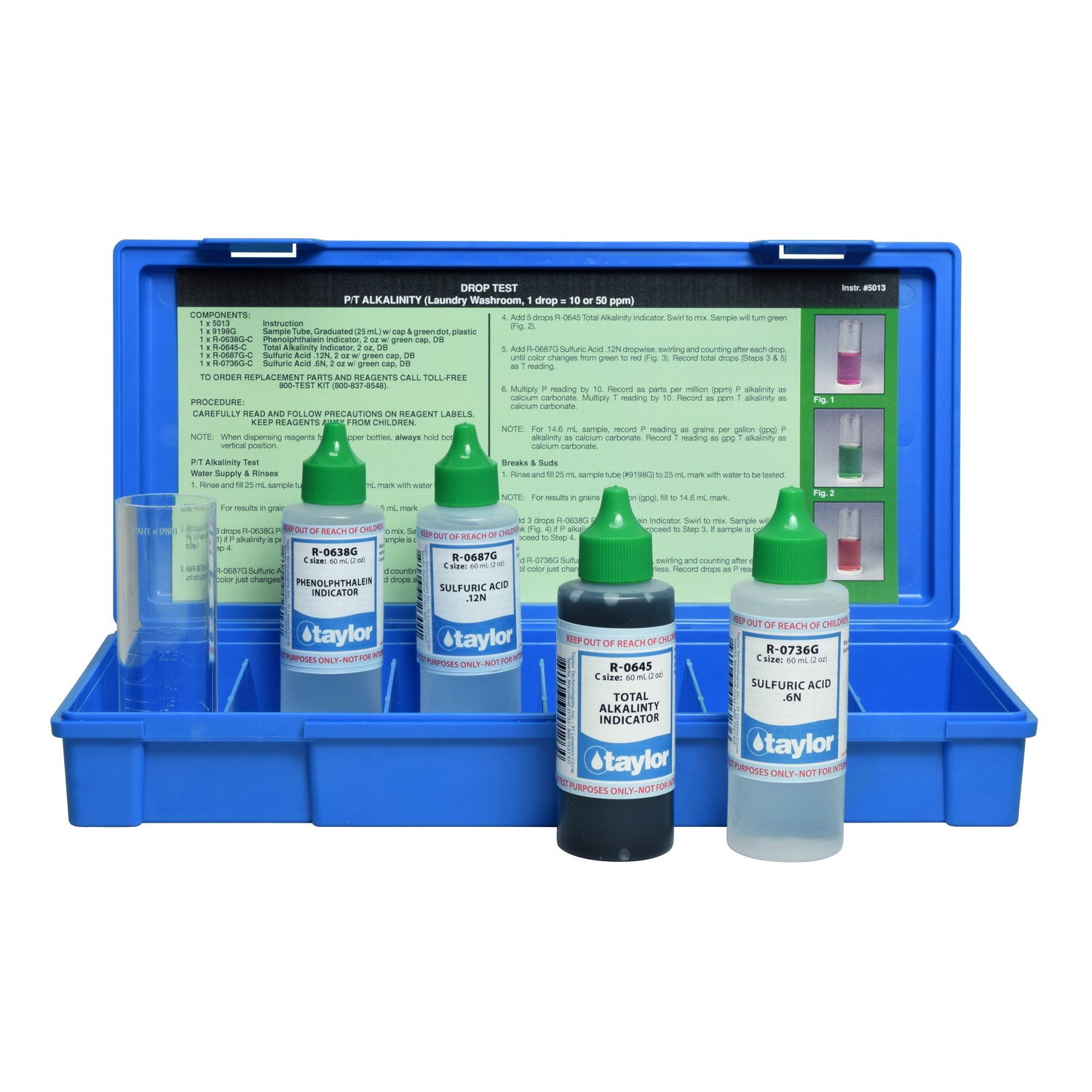 Drop Test, Alkalinity (P/T, for laundry), Phenolphthalein/Blended Indicator, 1 drop = 10 or 50 ppm
