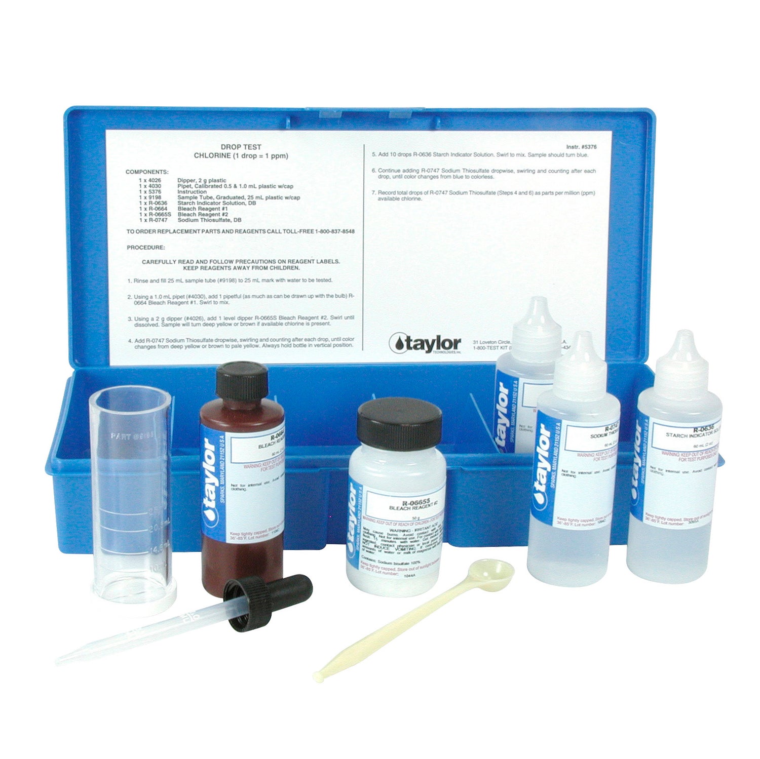 Drop Test, Chlorine (total), Iodometric, 1 drop = 1 or 10 ppm