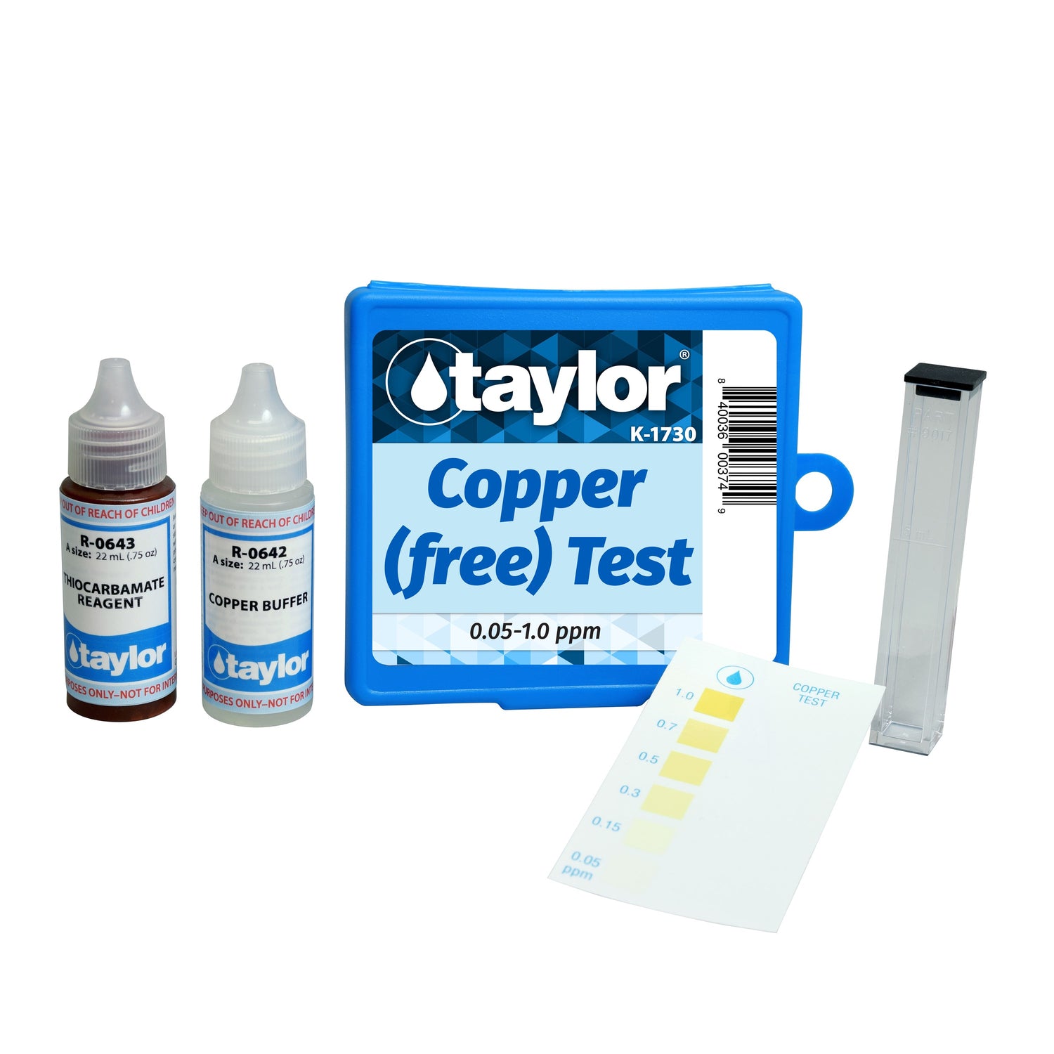 Color Card Comparator, Copper (free), Thiocarbamate, 0.05-1.0 ppm