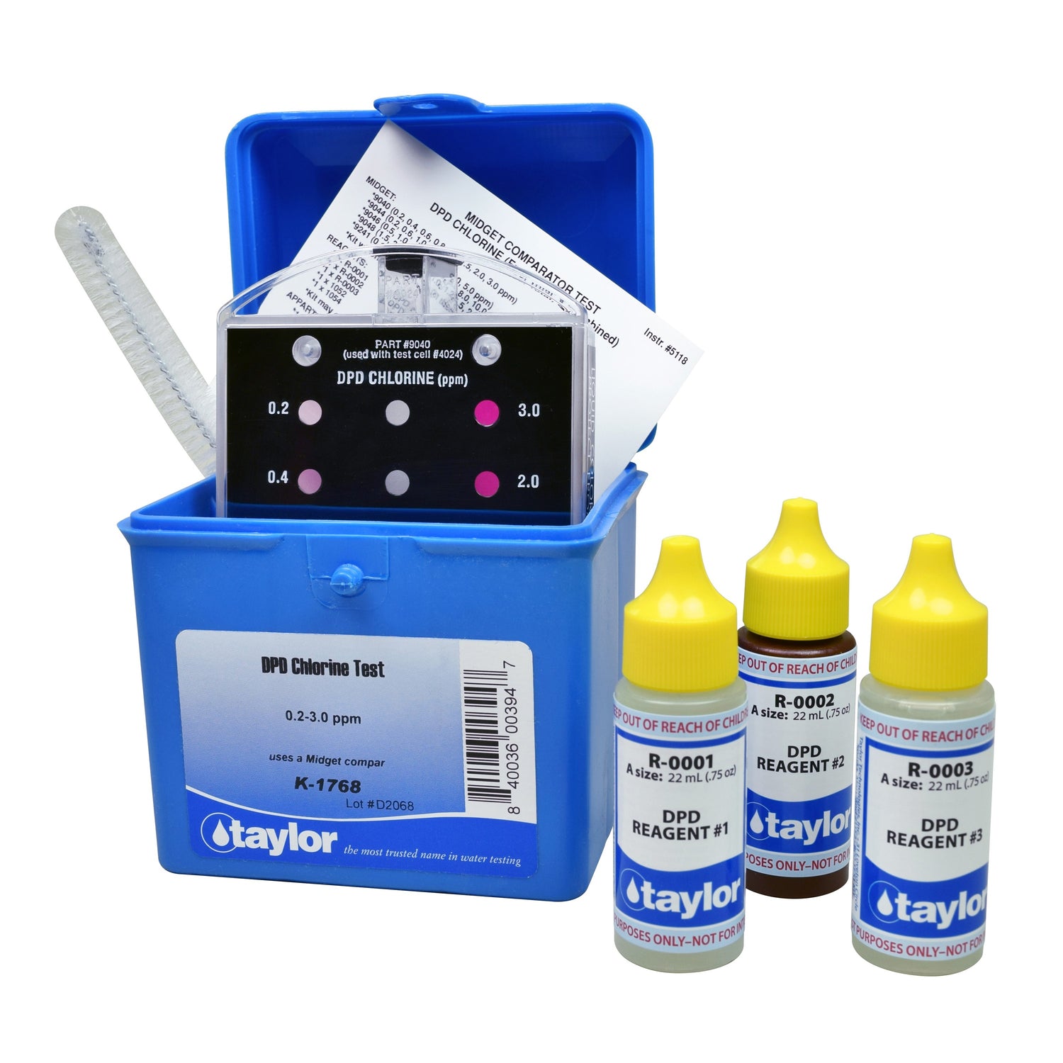 Midget Comparator, Chlorine (free/total), DPD, 0.2-3.0 ppm