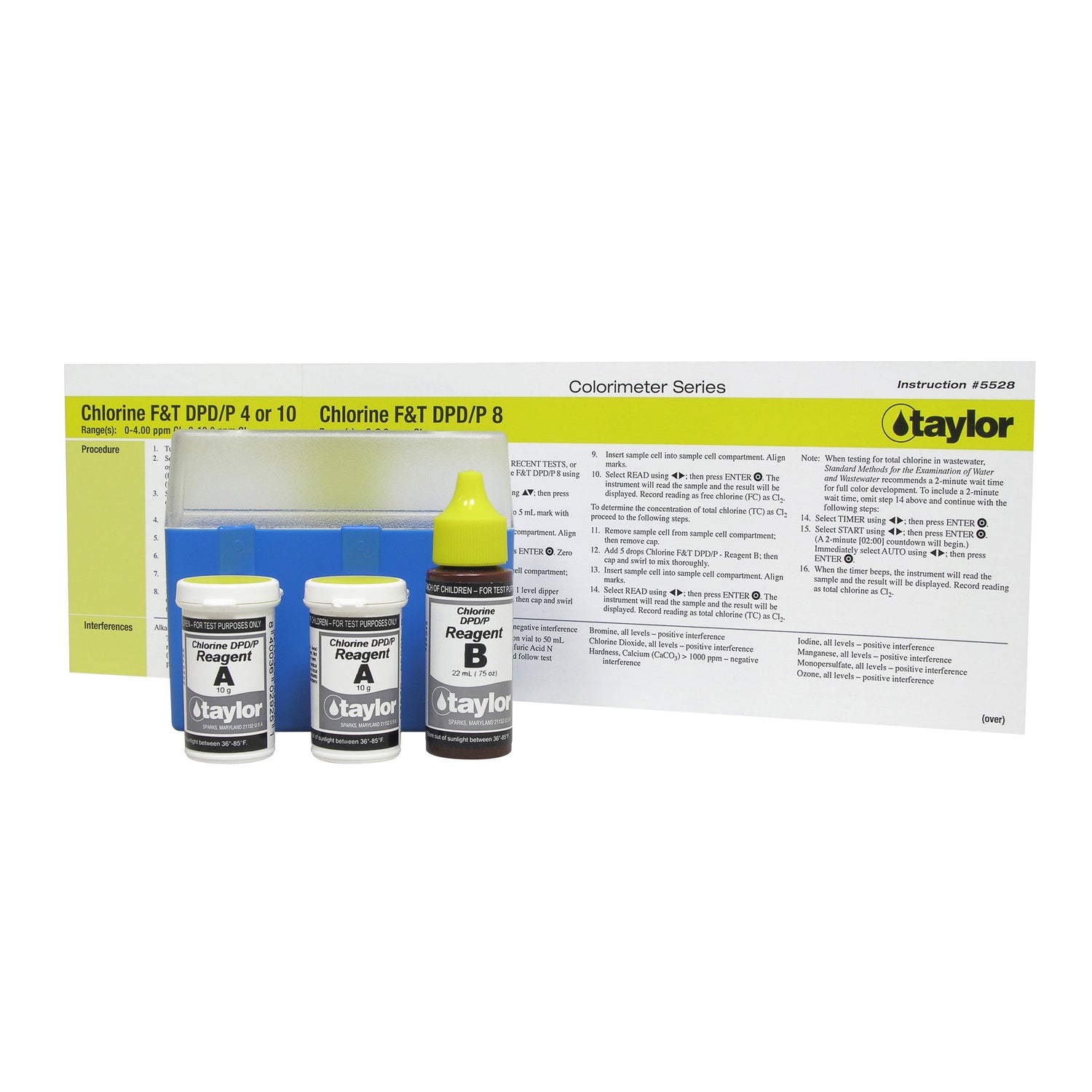 Colorimeter Reagent Pack, Chlorine (free/total), DPD, 0-4.00, 0-8.0, or 0-10.0 ppm