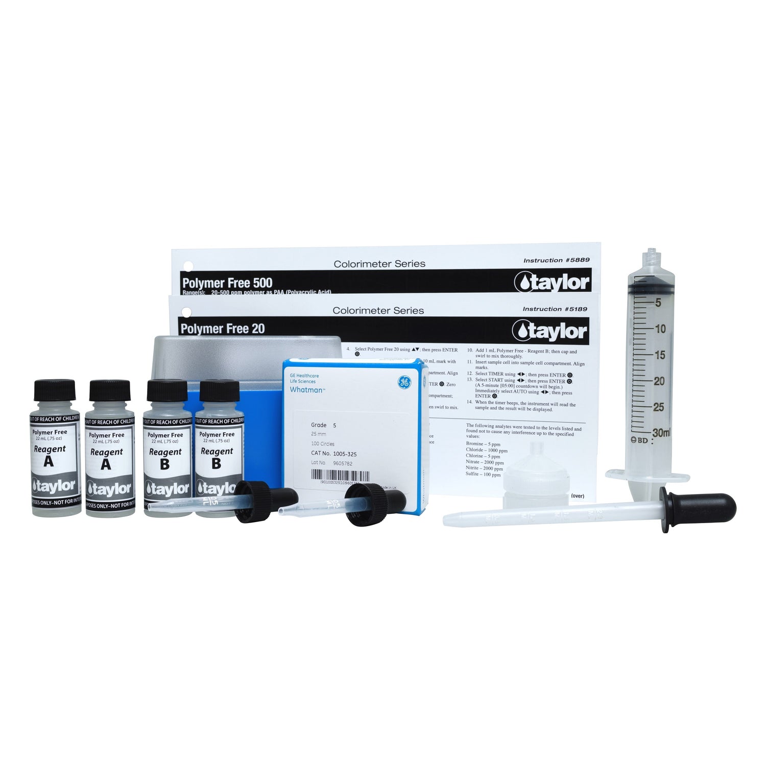 Colorimeter Reagent Pack, Polymer (free), Turbidimetric, 0-20 or 20-500 ppm