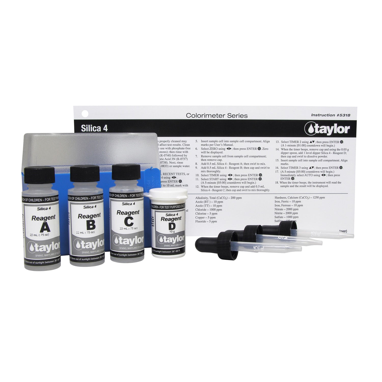 Colorimeter Reagent Pack, Silica, Heteropoly Blue, 0-4.00 ppm