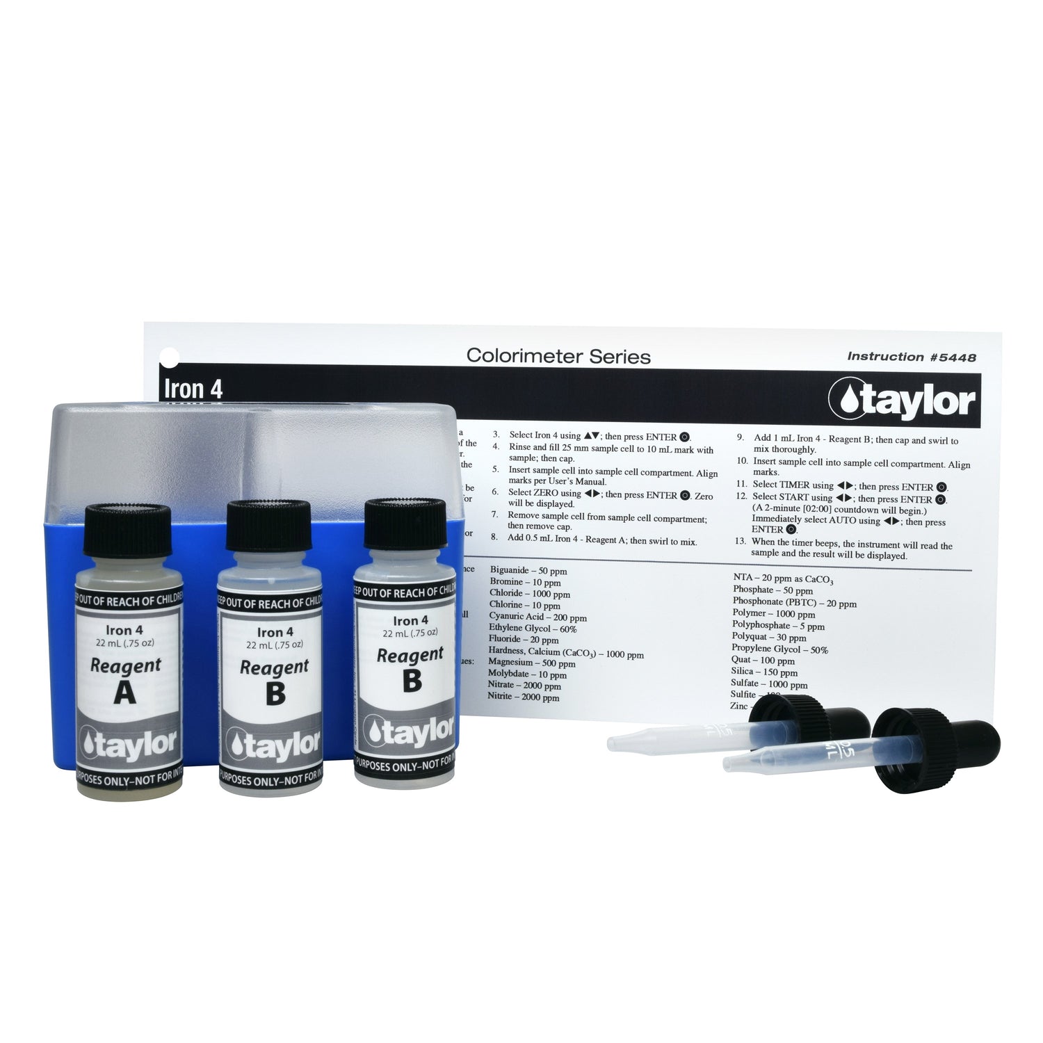 Colorimeter Reagent Pack, Iron, Tripyridyl-s-triazine, 0-4.00 ppm