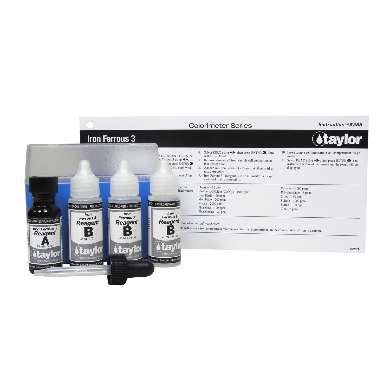 Colorimeter Reagent Pack, Iron (ferrous), Phenanthroline, 0-3.00 ppm