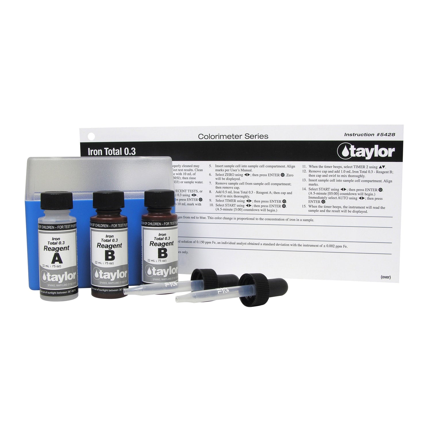 Colorimeter Reagent Pack, Iron (total), Proprietary Method, 0-0.300 ppm