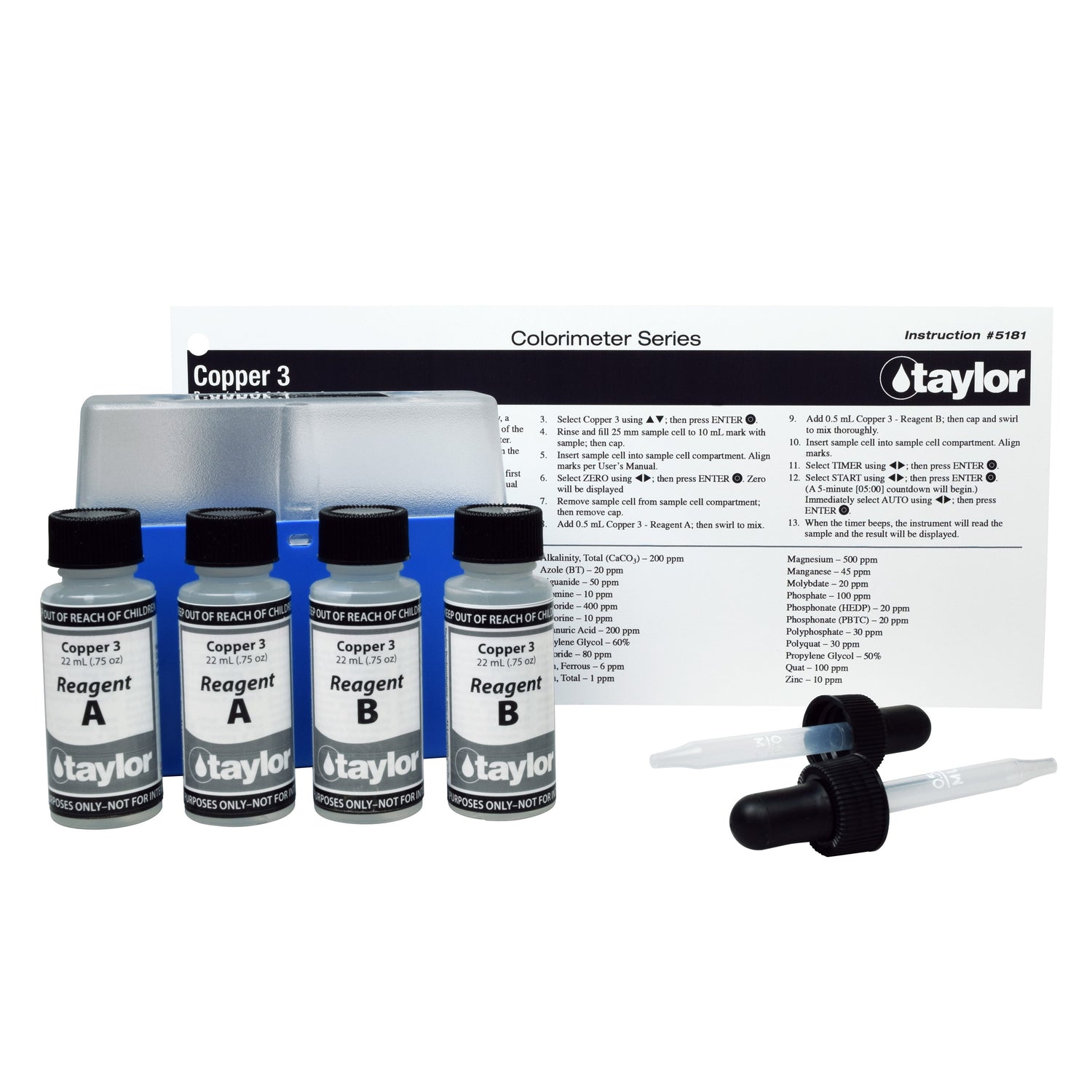 Colorimeter Reagent Pack, Copper, Cuprizone, 0-3.00 ppm