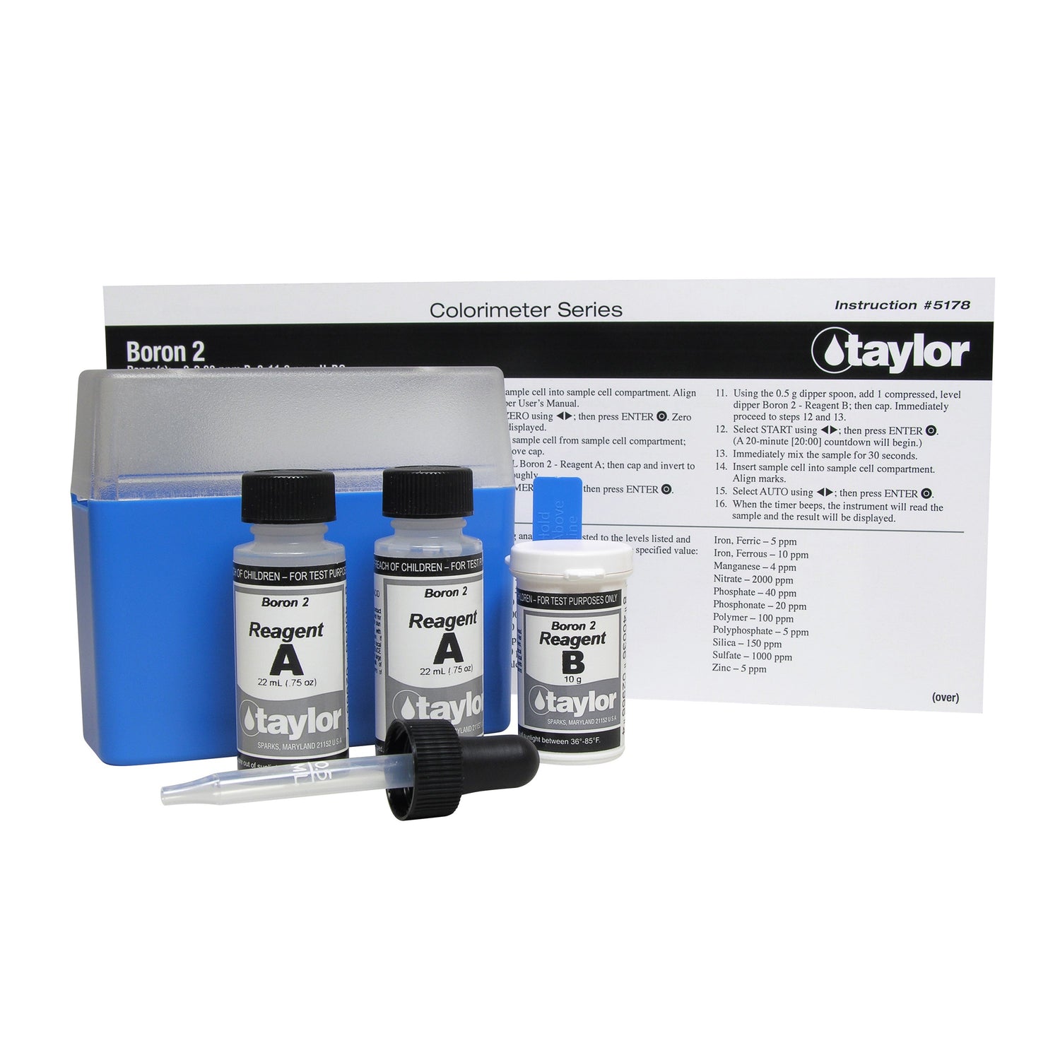 Colorimeter Reagent Pack, Boron, Azomethine H, 0-2.00 ppm