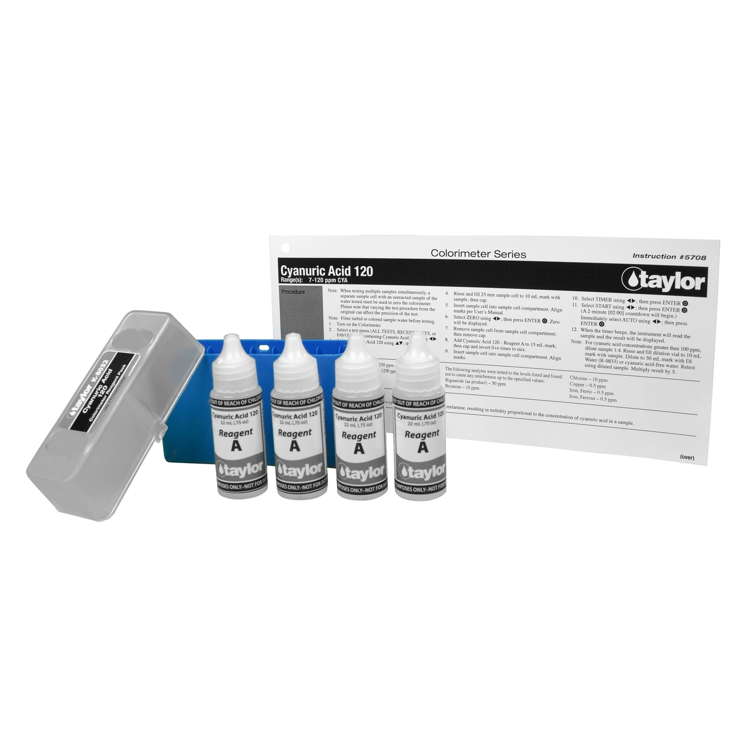 Colorimeter Reagent Pack, Cyanuric Acid, Turbidimetric (Absorptometric), 7-120 ppm