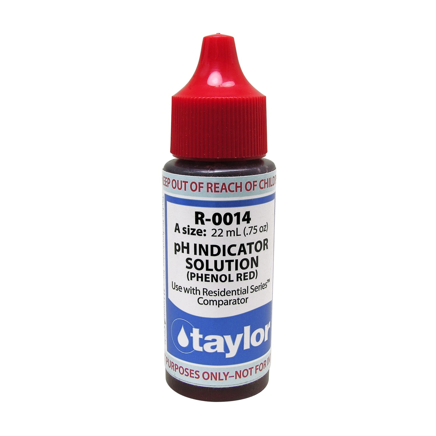 pH Indicator Solution (for Residential Series™), Phenol Red, .75 oz, Dropper Bottle, 24-pack
