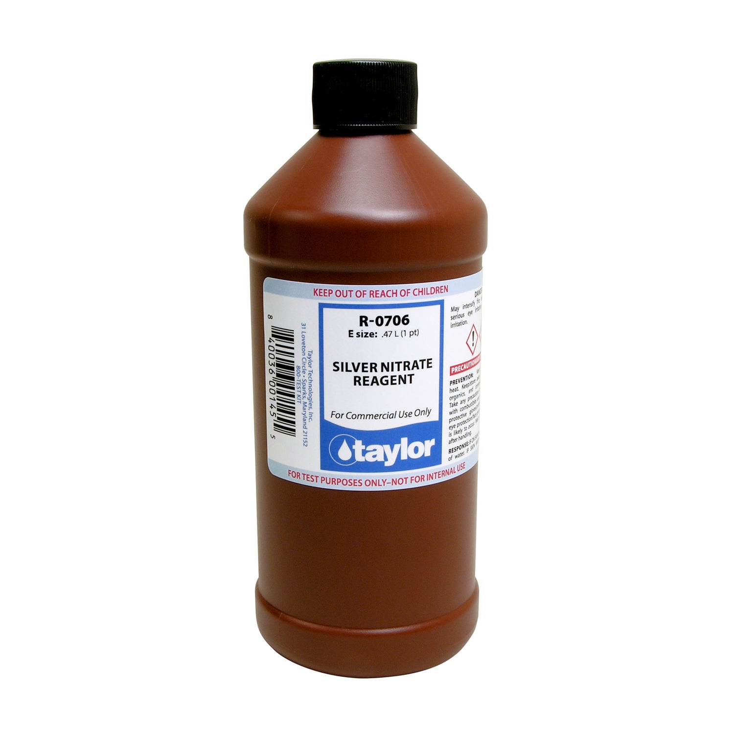 Silver Nitrate Reagent (25 mL sample, 1 drop = 10 ppm Clˉ), 16 oz