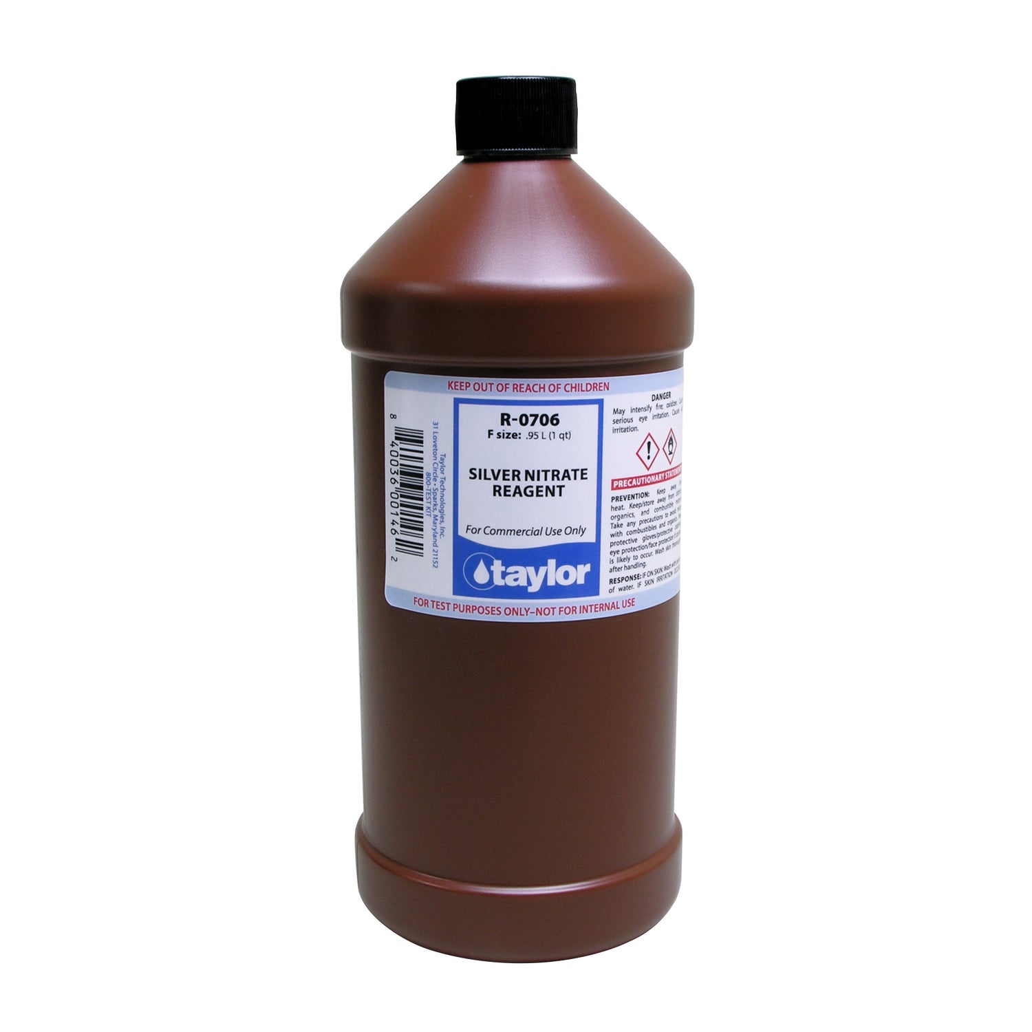 Silver Nitrate Reagent (25 mL sample, 1 drop = 10 ppm Clˉ), 32 oz