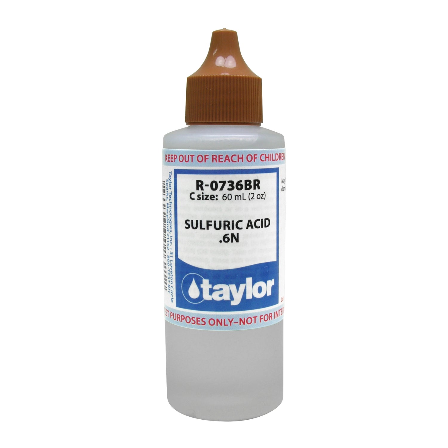 Sulfuric Acid .6N, 2 oz w/ brown cap, Dropper Bottle