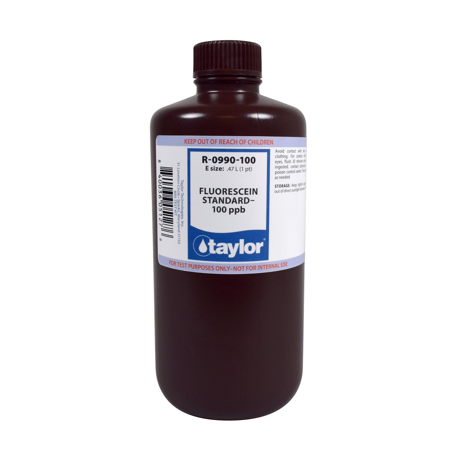 Fluorescein Standard 100 ppb, 16 oz