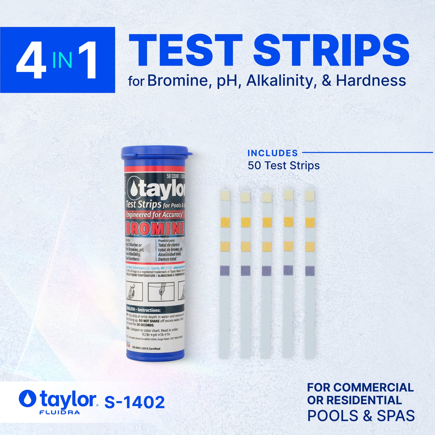 Bromine Test Strips for Pools & Spas