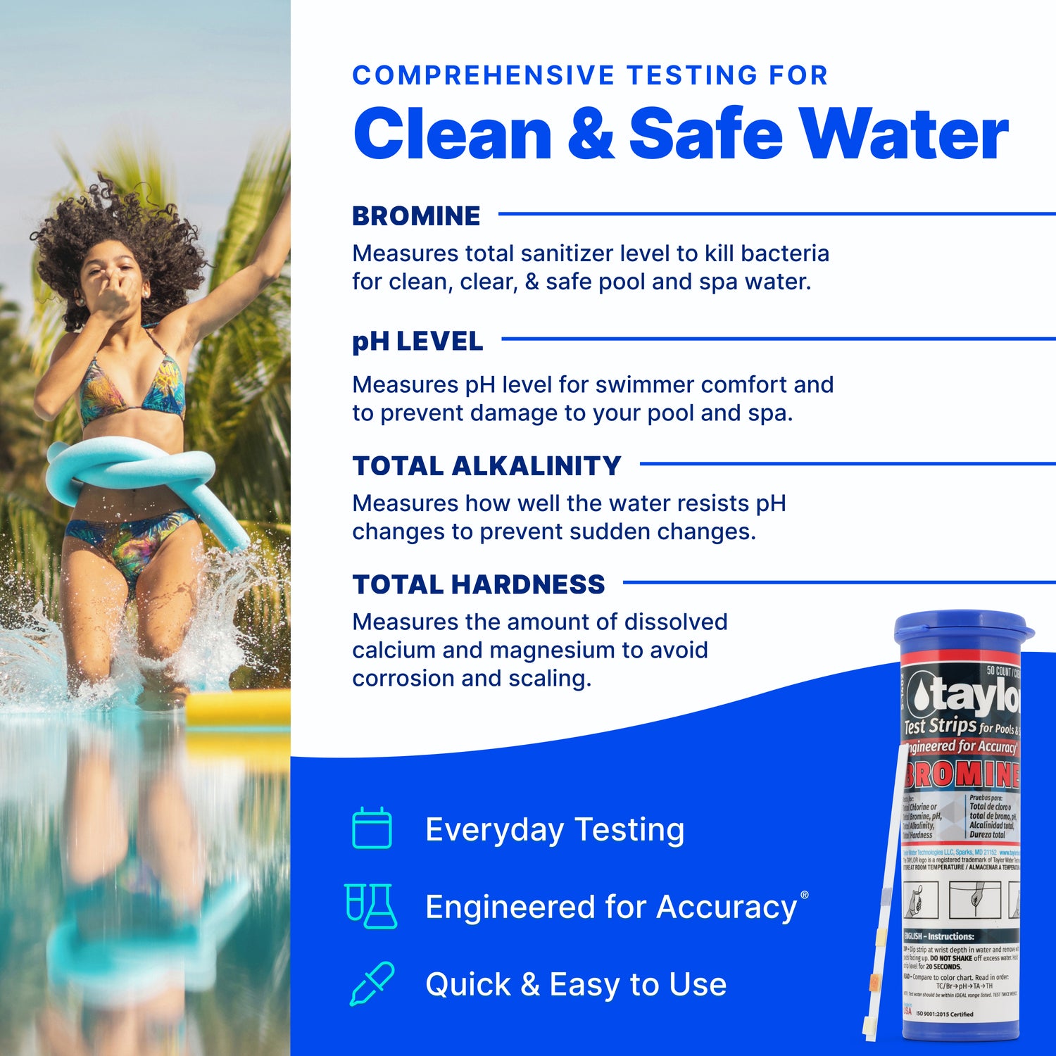 Bromine Test Strips for Pools & Spas