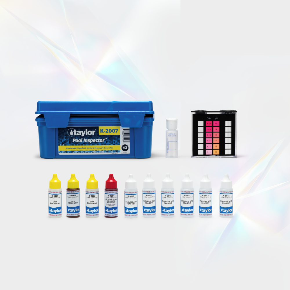 Pool Inspector™ kit for Chlorine/Bromine, pH, CYA (DPD–high range) (.75 oz bottles), 6-pack