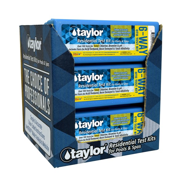 6-Way Test Kit for Total Chlorine, Bromine (OTO), pH (acid & base demand), Alkalinity, 6-pack