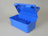 Case, Multipurpose, Ribbed w/ compartments, fits 22 mL bottles, 9"x5.625"x4.125", plastic, blue