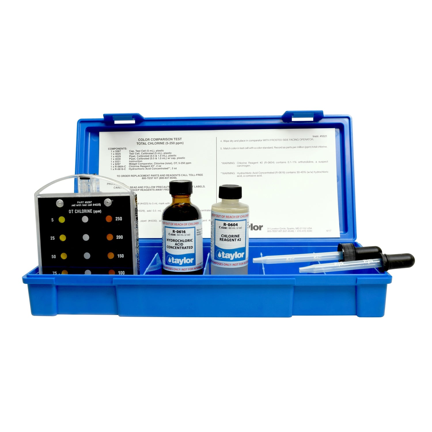 Midget Comparator, Chlorine (total), OT, 5-250 ppm