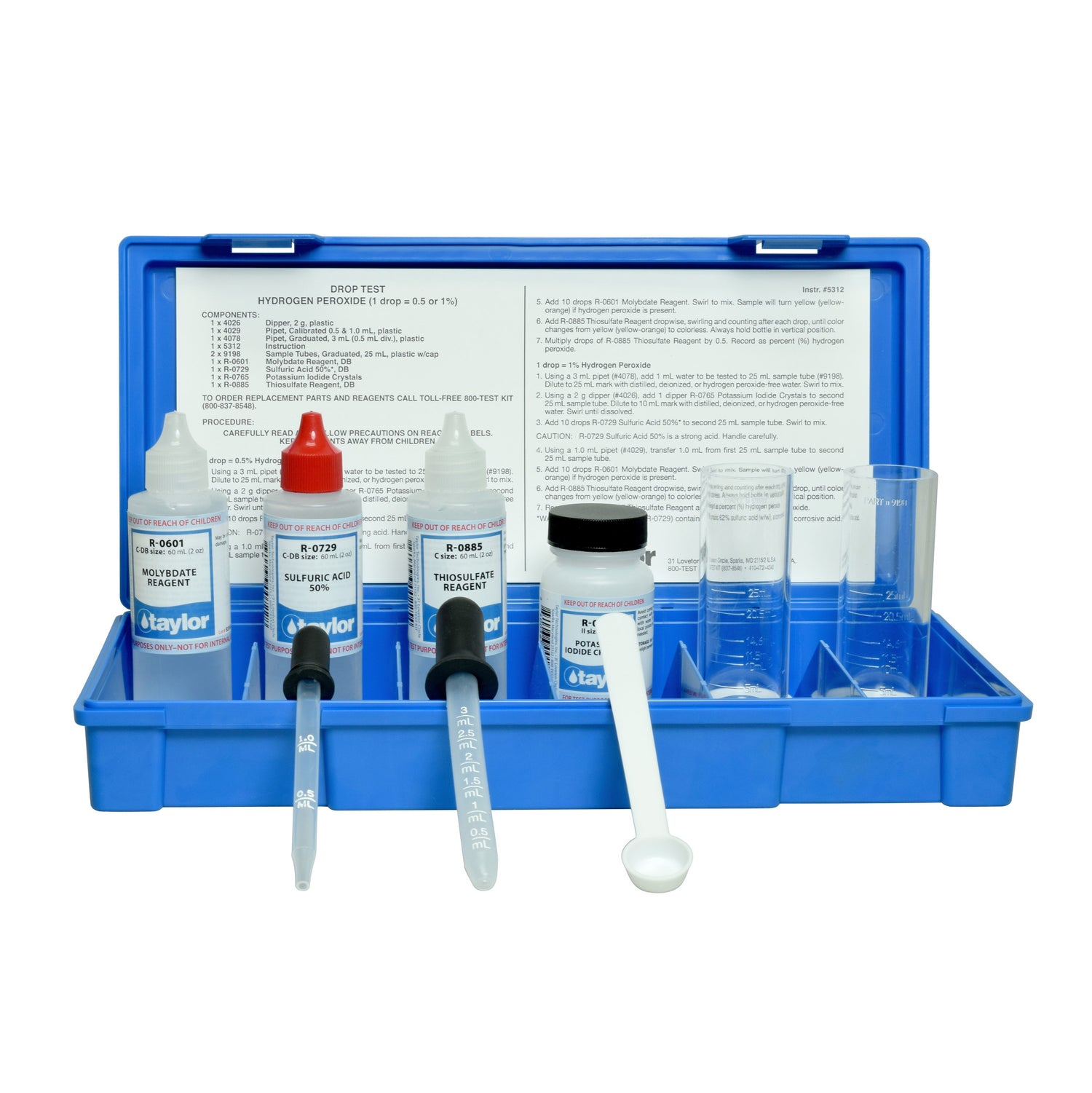 Drop Test, Hydrogen Peroxide (undiluted strength), Iodometric, 1 drop = 0.5 or 1%