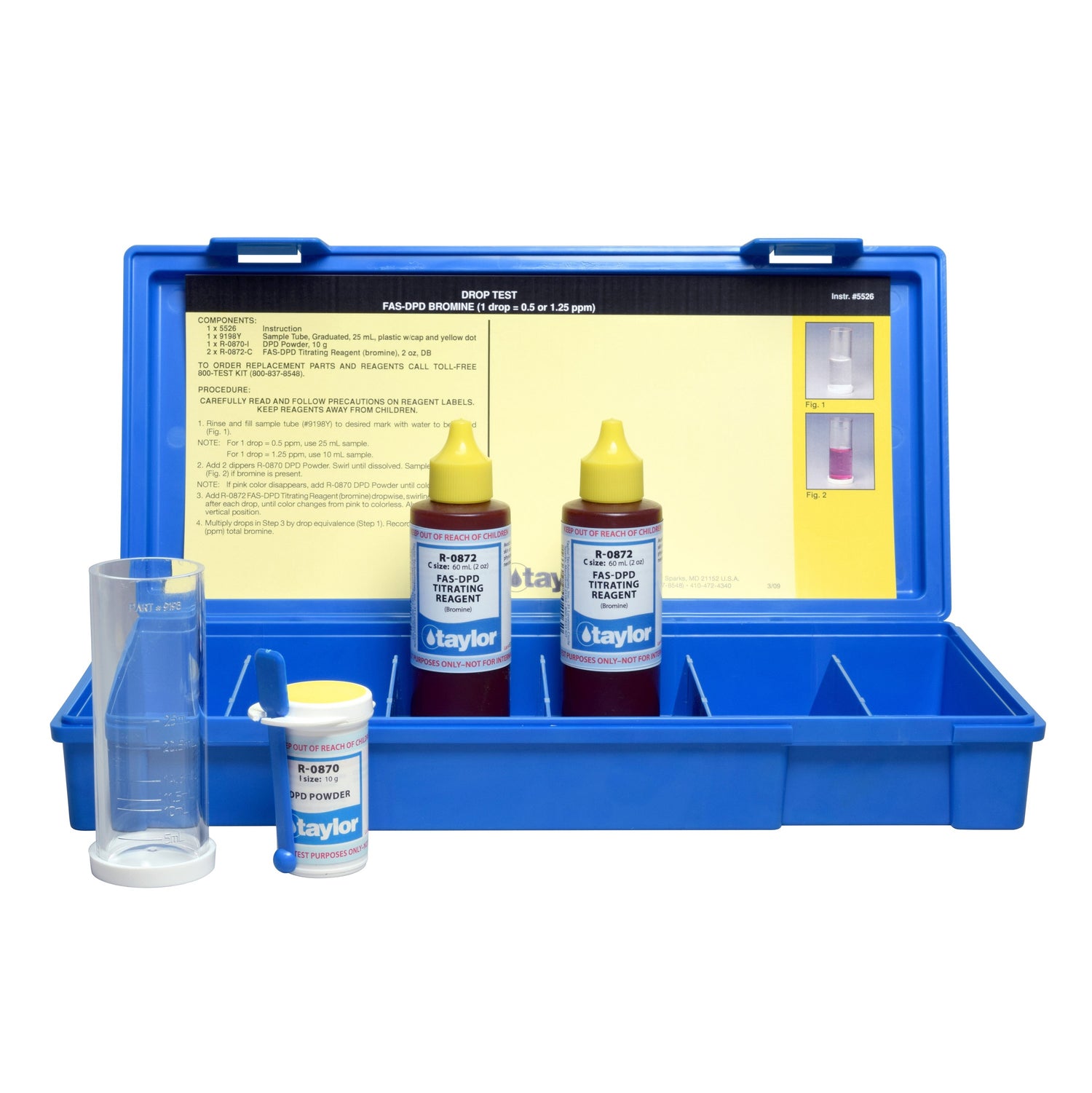 Drop Test, Bromine (total), FAS-DPD, 1 drop = 0.5 or 1.25 ppm, 2 oz