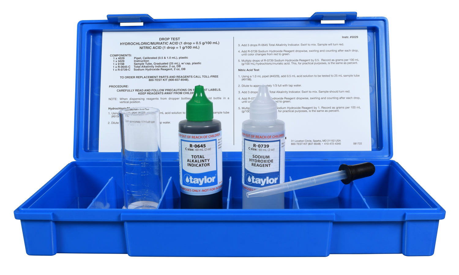 Drop Test, Acidity (Hydrochloric/Muriatic), Neutralization, 1 drop = 0.5 g/100 mL