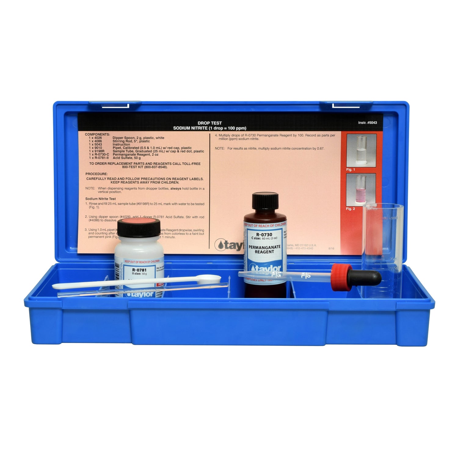 Drop Test, Nitrite (Sodium Nitrite), Permanganate (using acid sulfate), 1 drop = 100 ppm