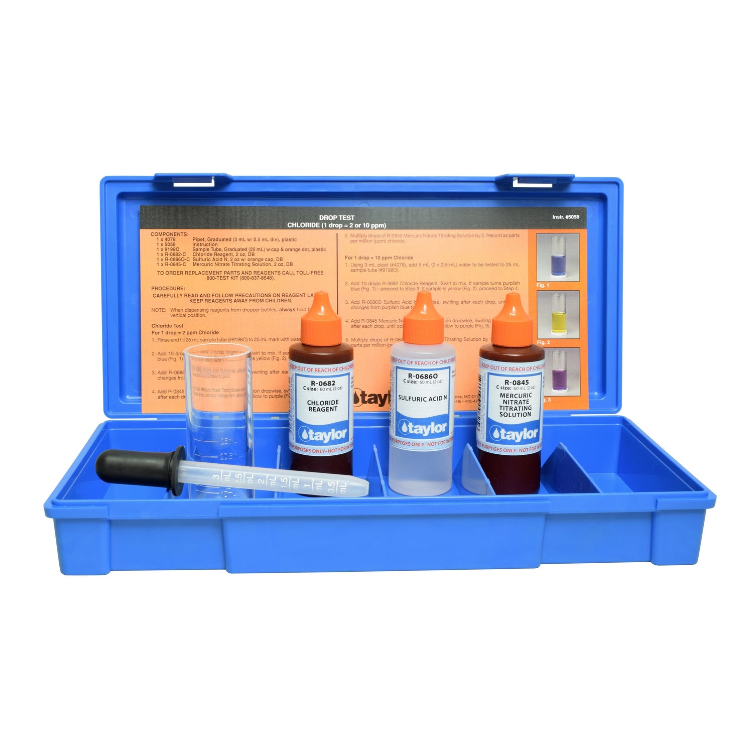 Drop Test, Chloride, Mercuric Nitrate, 1 drop = 2 or 10 ppm