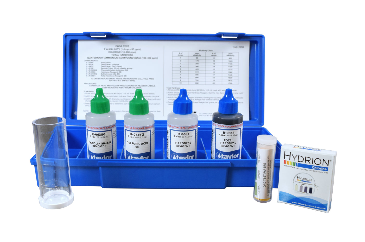 Warewashing Kit, P Alkalinity, Total Hardness, Chlorine, Quaternary Ammonium Compound (QAC)