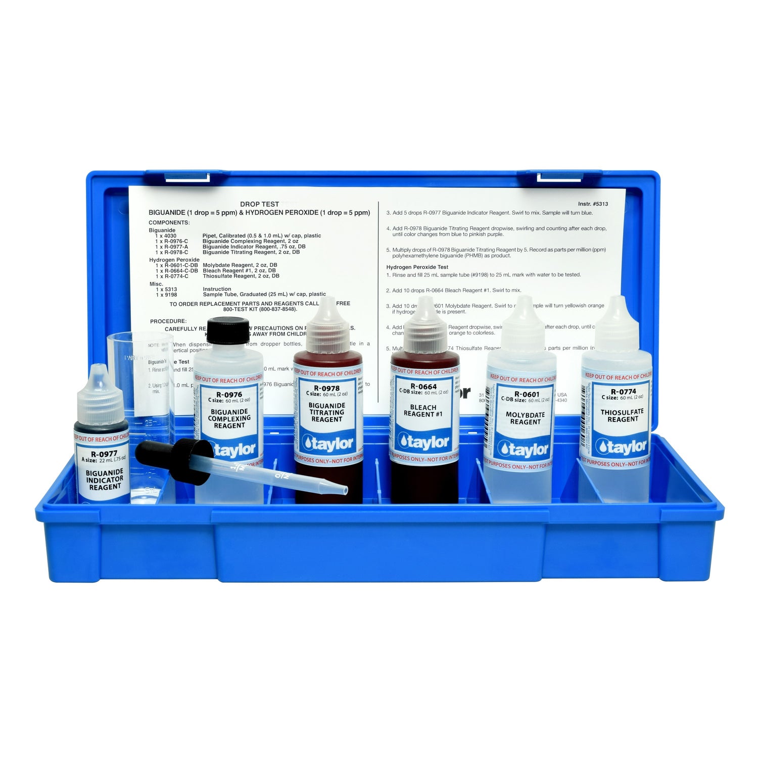 Drop Test Combo, Biguanide, 1 drop = 5 ppm/Hydrogen Peroxide, 1 drop = 5 ppm