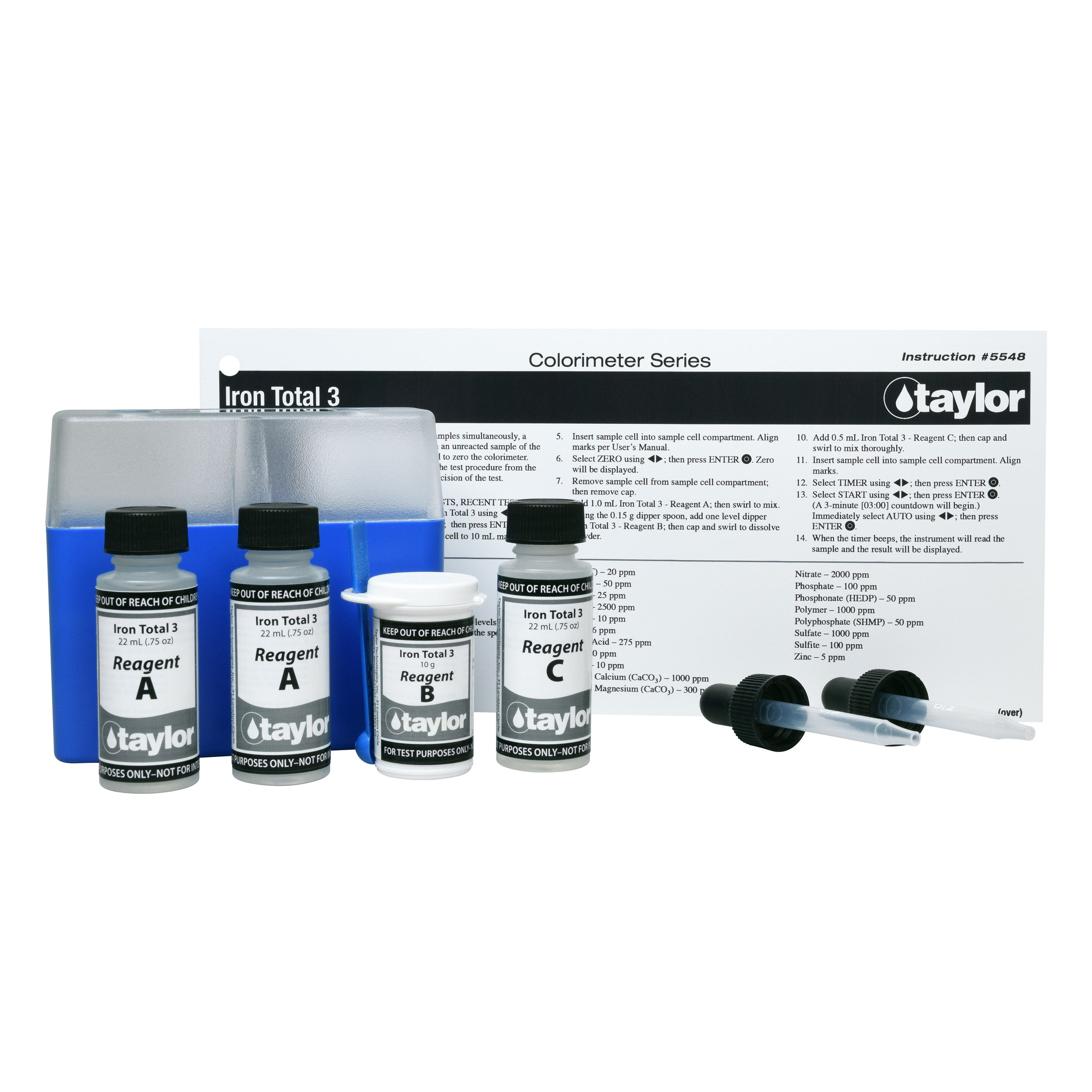 Colorimeter Reagent Pack, Iron (total), 1,10 Phenanthroline, 0-3.00 pp ...