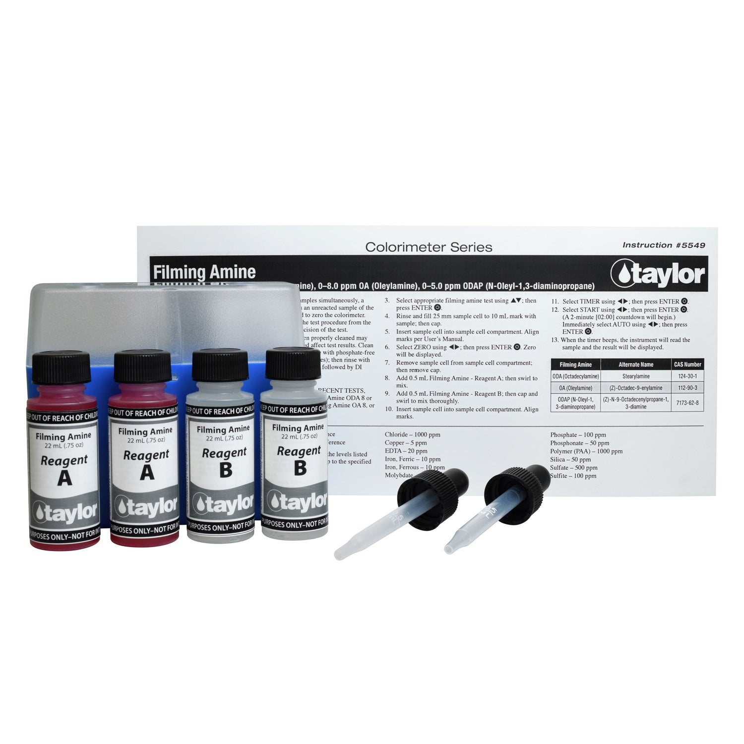 Colorimeter Reagent Pack, Filming Amine, Rose Bengal, 0-8.0 ppm