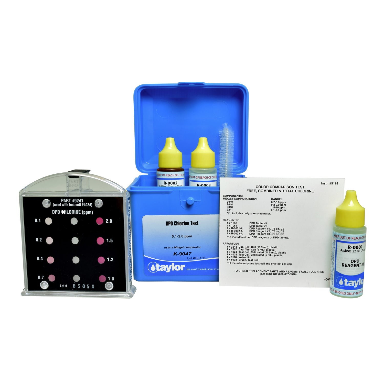 Midget Comparator, Chlorine (free/total), DPD, 0.1-2.0 ppm