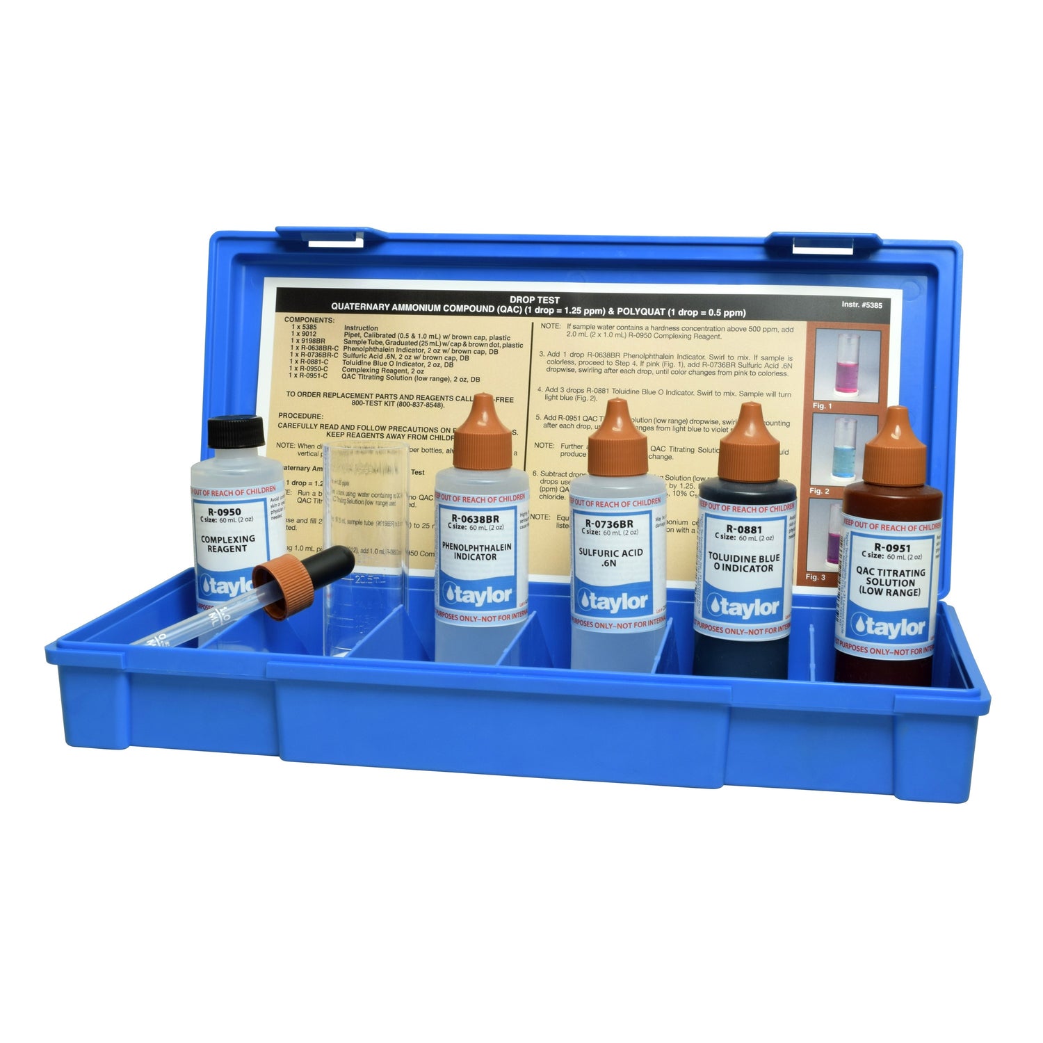 Drop Test, QAC, Direct Neutralization, 1 drop = 1.25 ppm QAC/1 drop = 0.5 ppm Polyquat