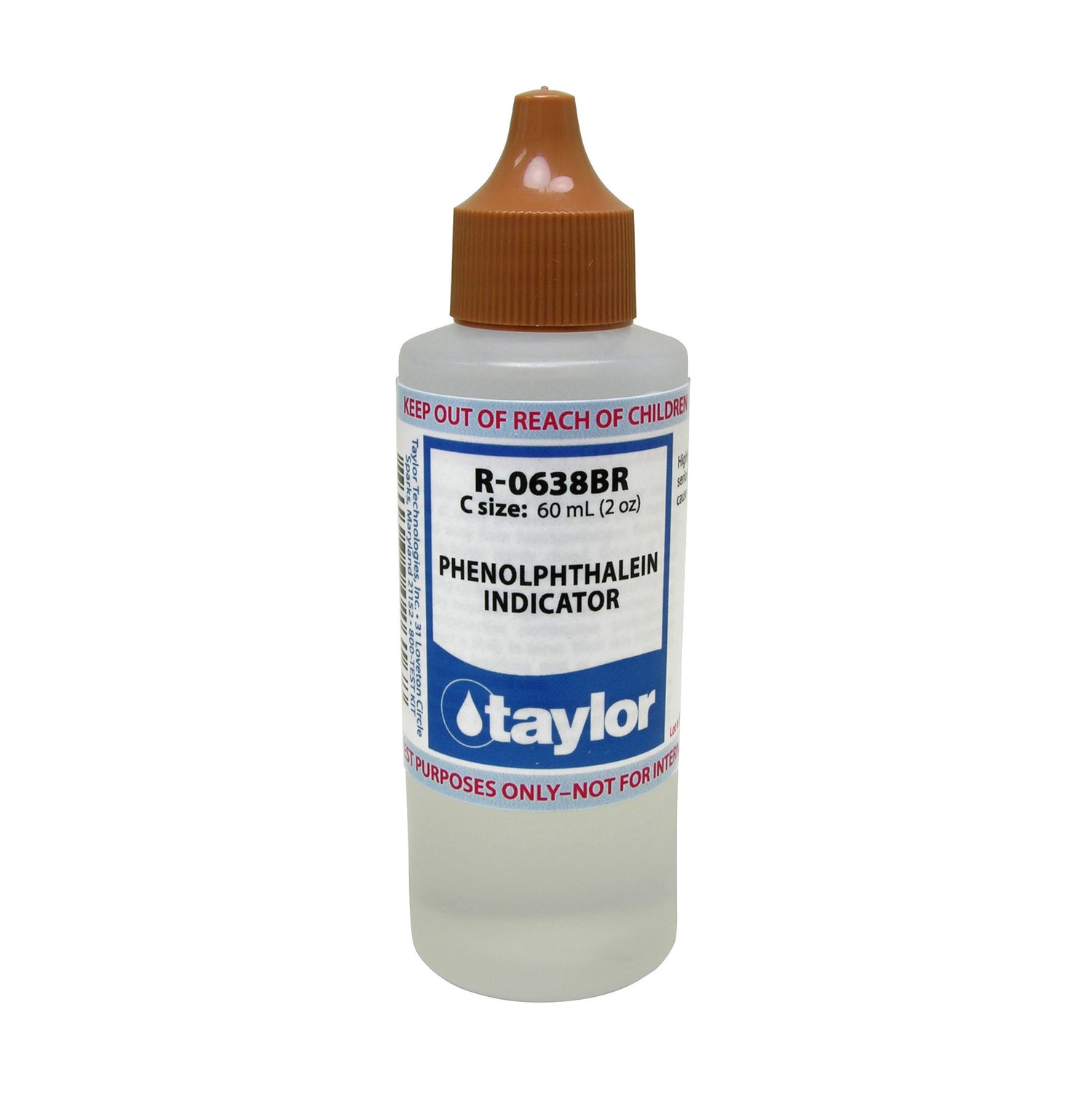 Phenolphthalein Indicator, 2 oz w/ brown cap, Dropper Bottle