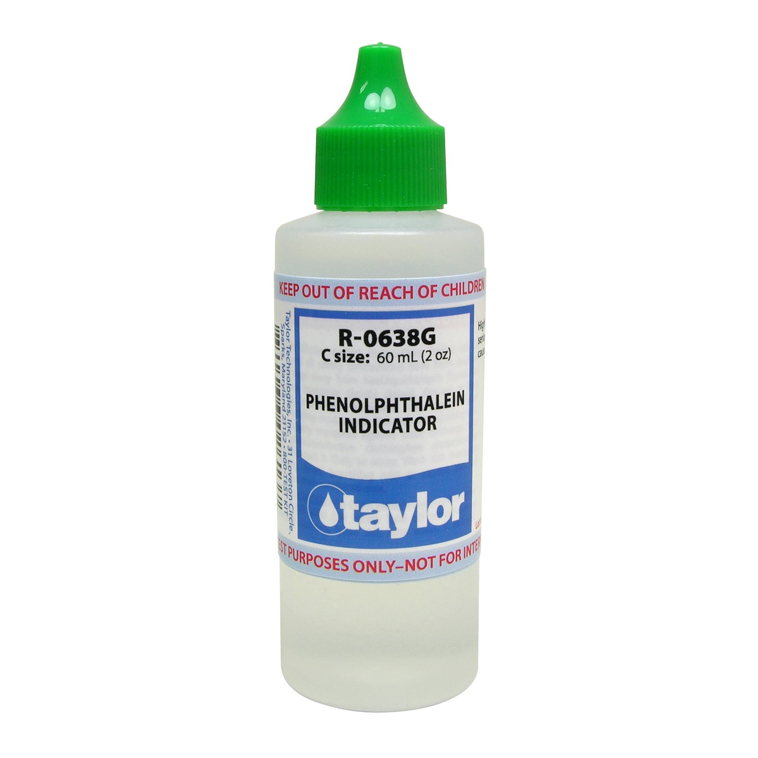 Phenolphthalein Indicator, 2 oz w/ green cap, Dropper Bottle