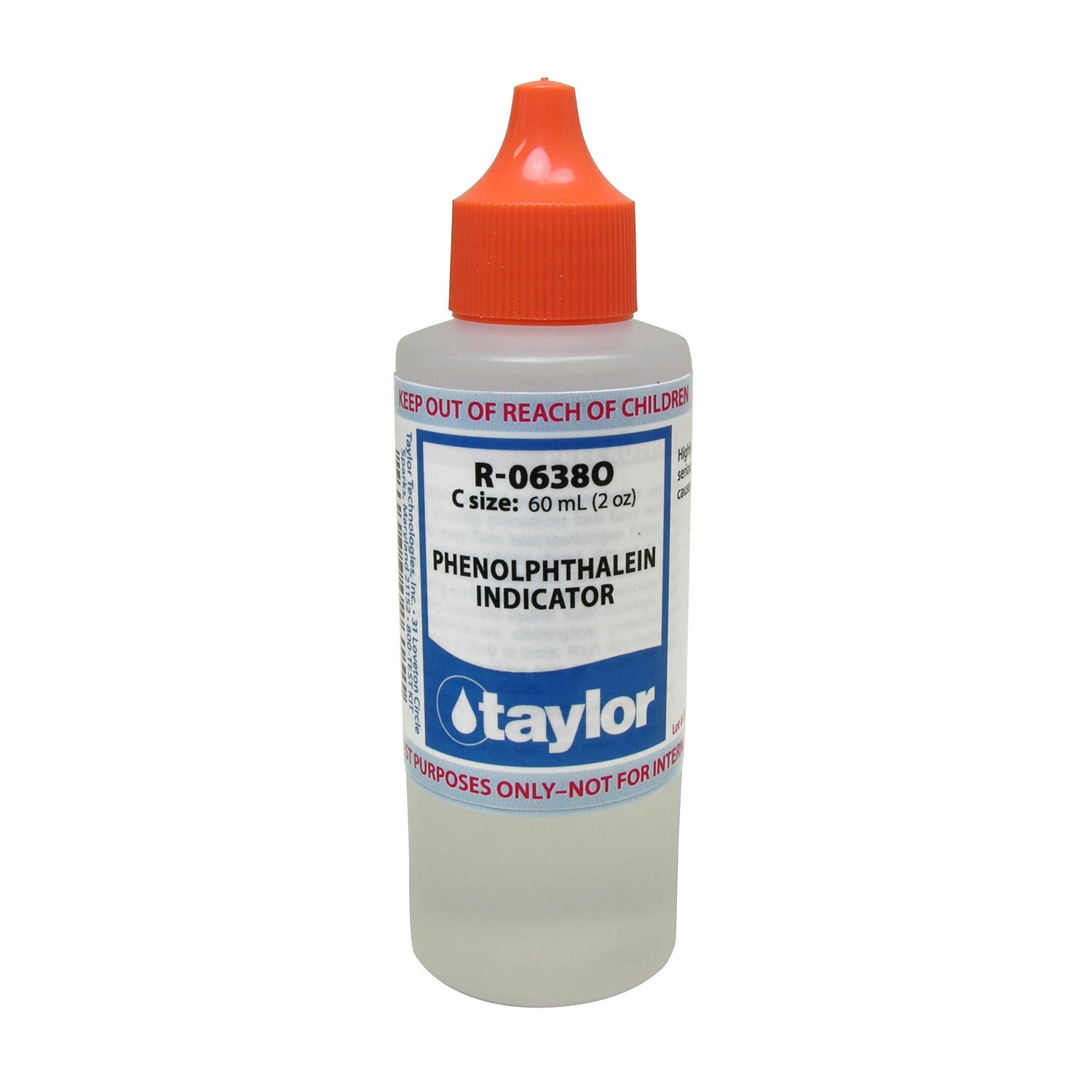 Phenolphthalein Indicator, 2 oz w/ orange cap, Dropper Bottle