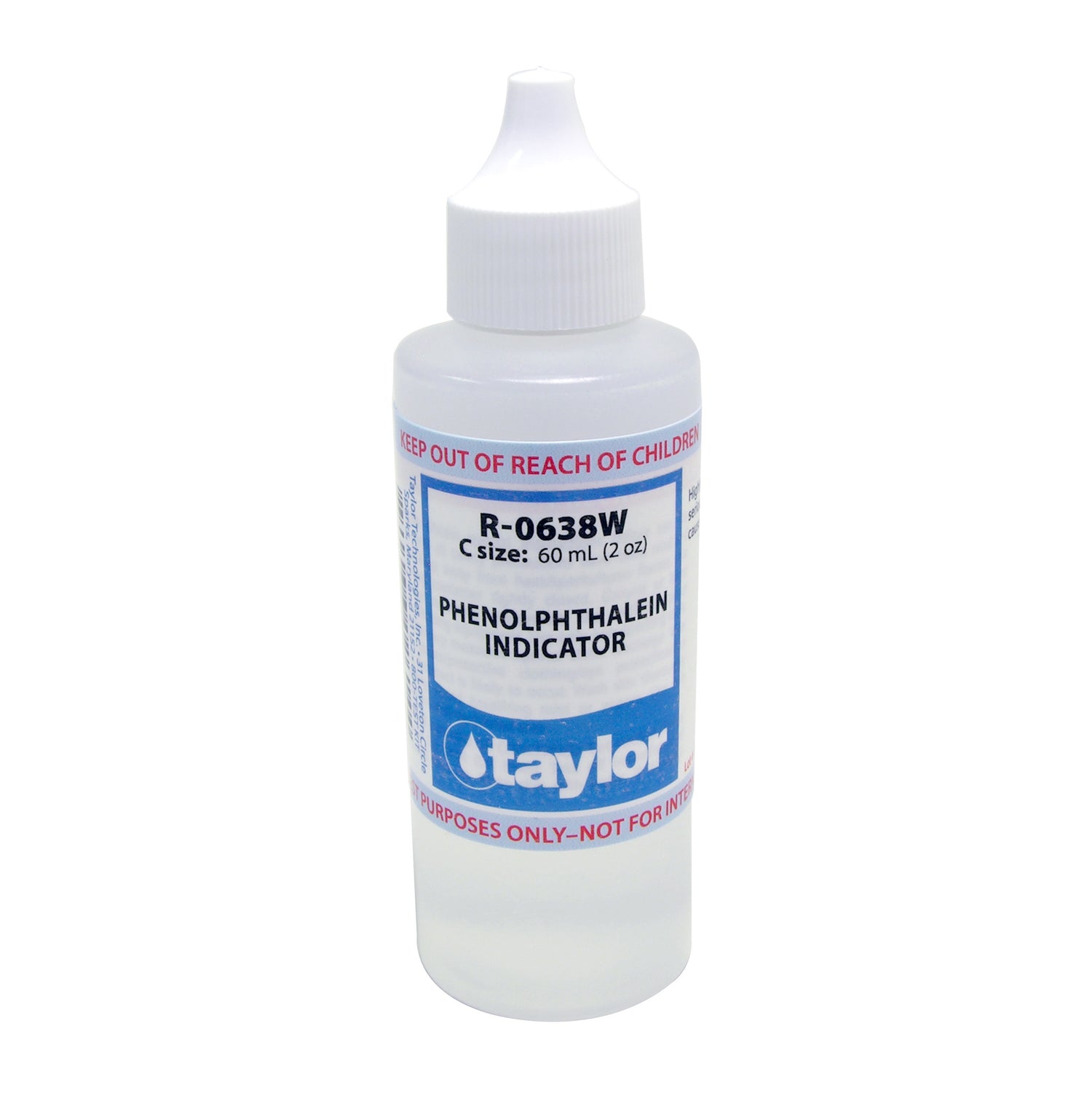 Phenolphthalein Indicator, 2 oz w/ white cap, Dropper Bottle