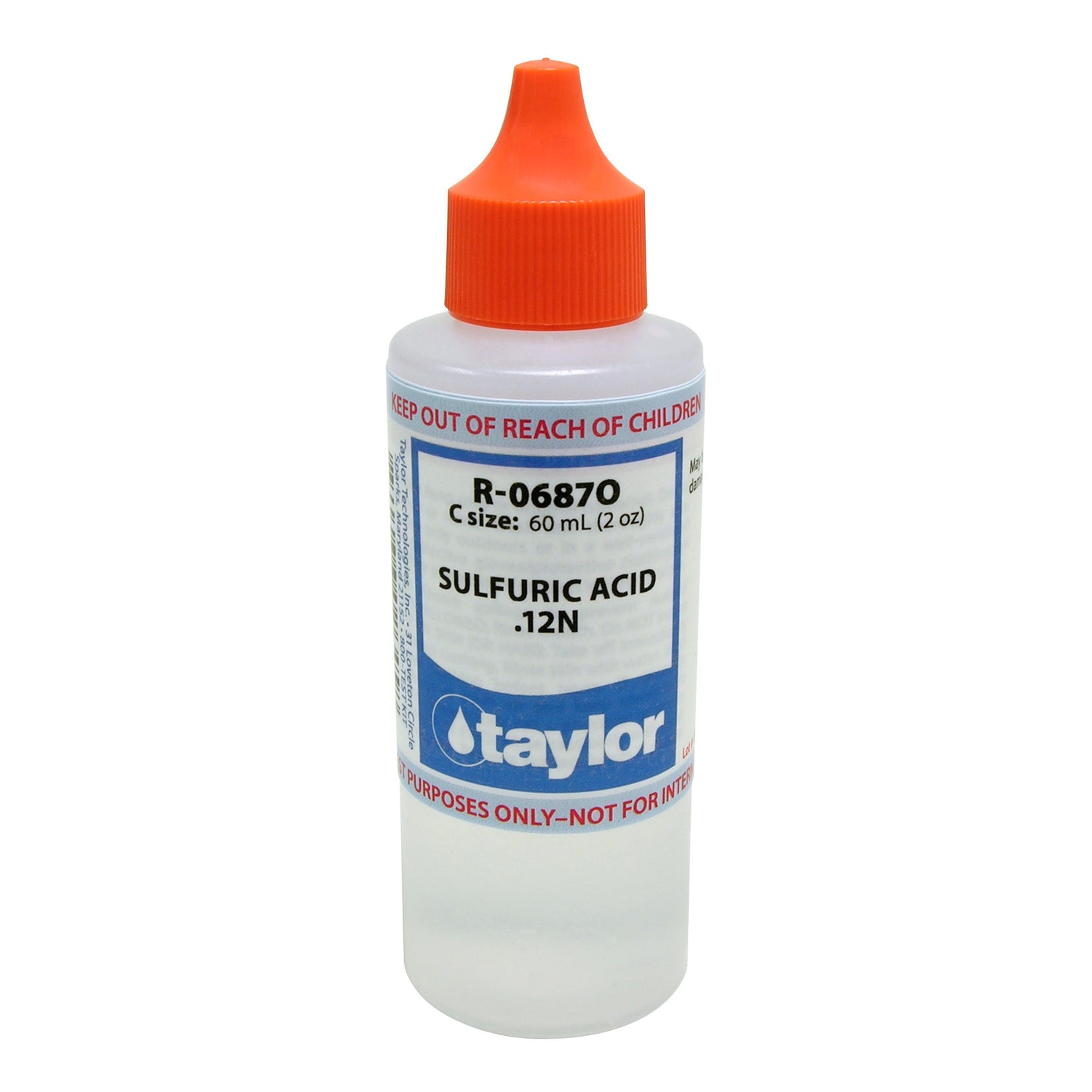 Sulfuric Acid .12N, 2 oz w/ orange cap, Dropper Bottle