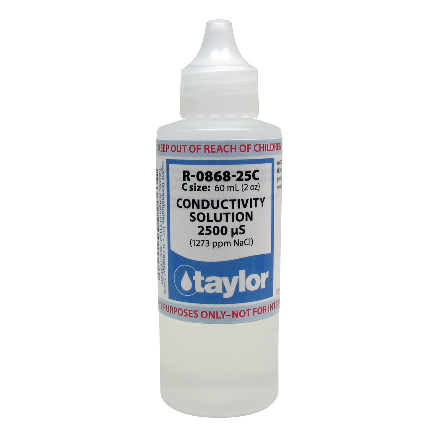 Conductivity Solution 2500 µS (1273 ppm NaCl), 2 oz, Dispenser Tip