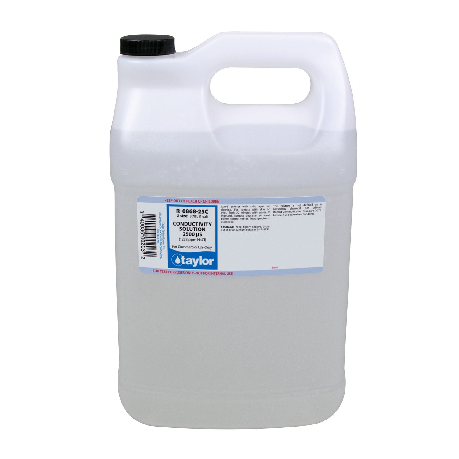 Conductivity Solution 2500 µS (1273 ppm NaCl), gal
