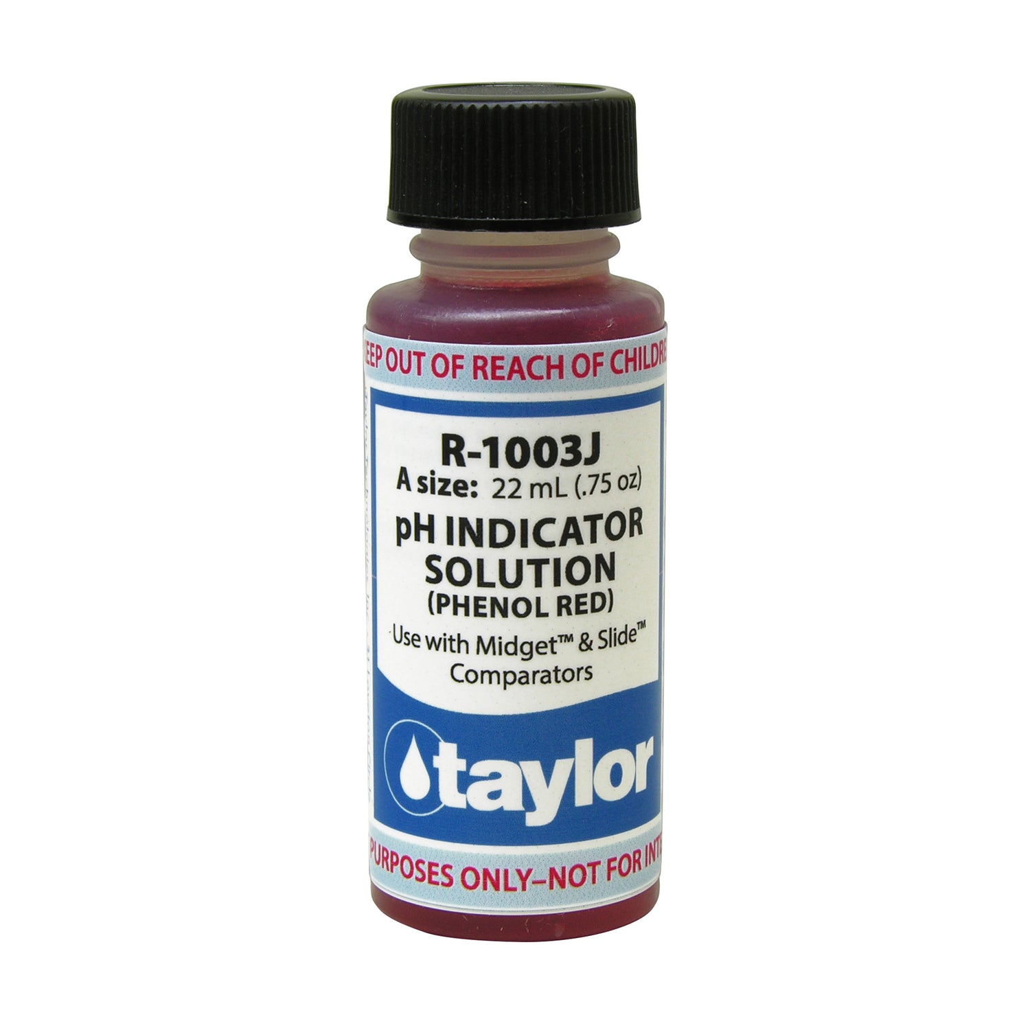 pH Indicator Solution (for Midget & Slide comparators), Phenol Red, .75 oz