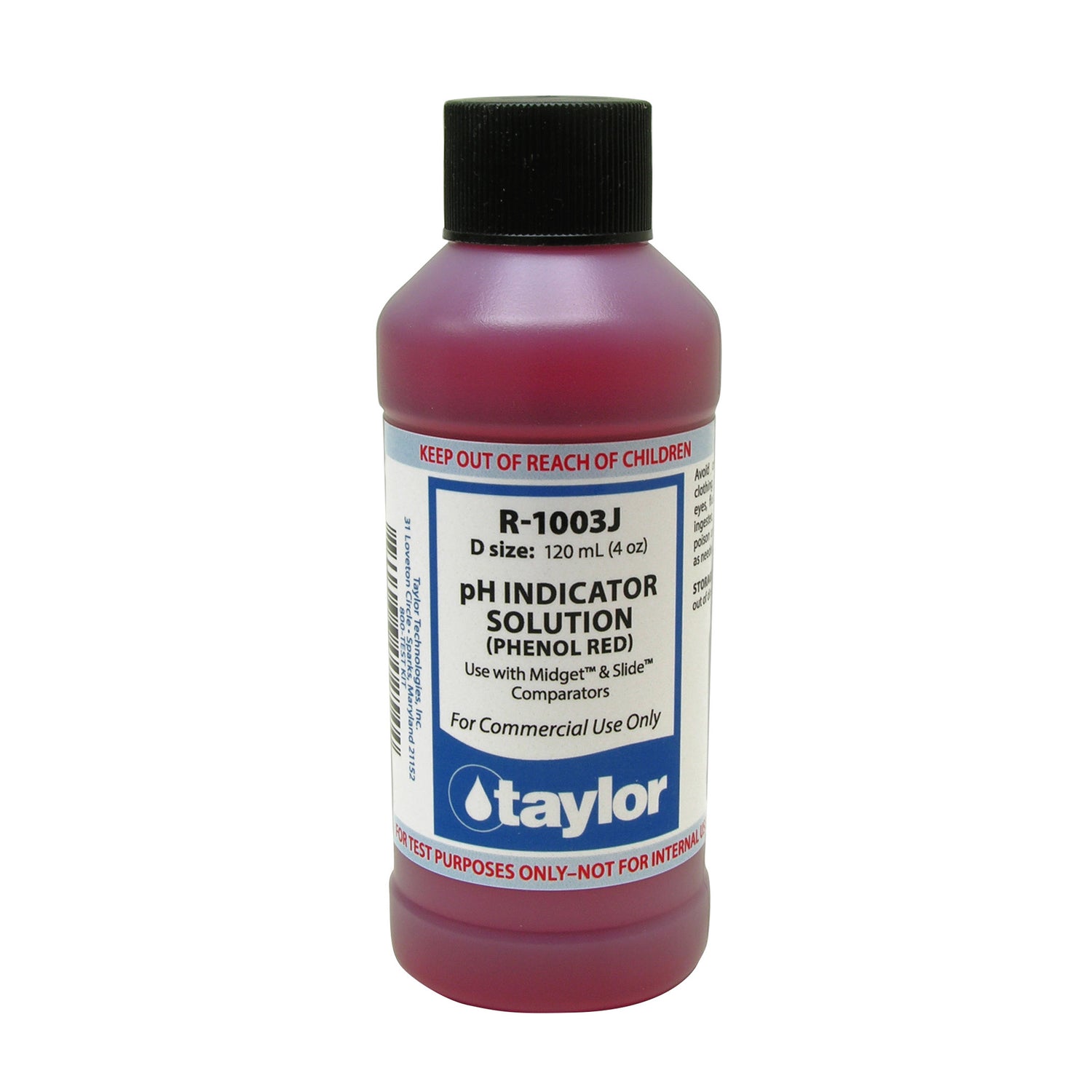 pH Indicator Solution (for Midget & Slide comparators), Phenol Red, 4 oz